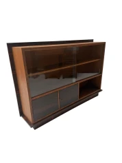 Art Deco Bookcase by Dutch Designer, Solid Oak & Macassar Ebony, 1930s